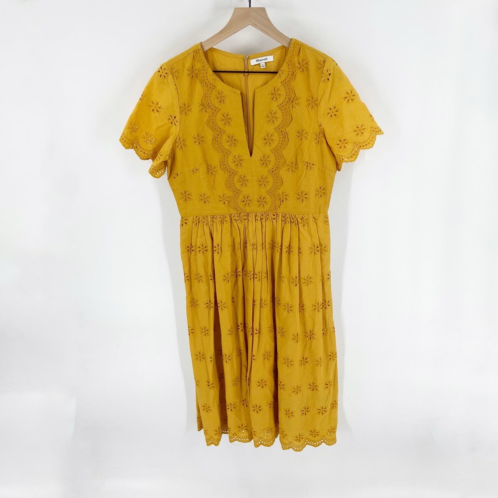 Madewell Yellow Embroidered Mini Dress